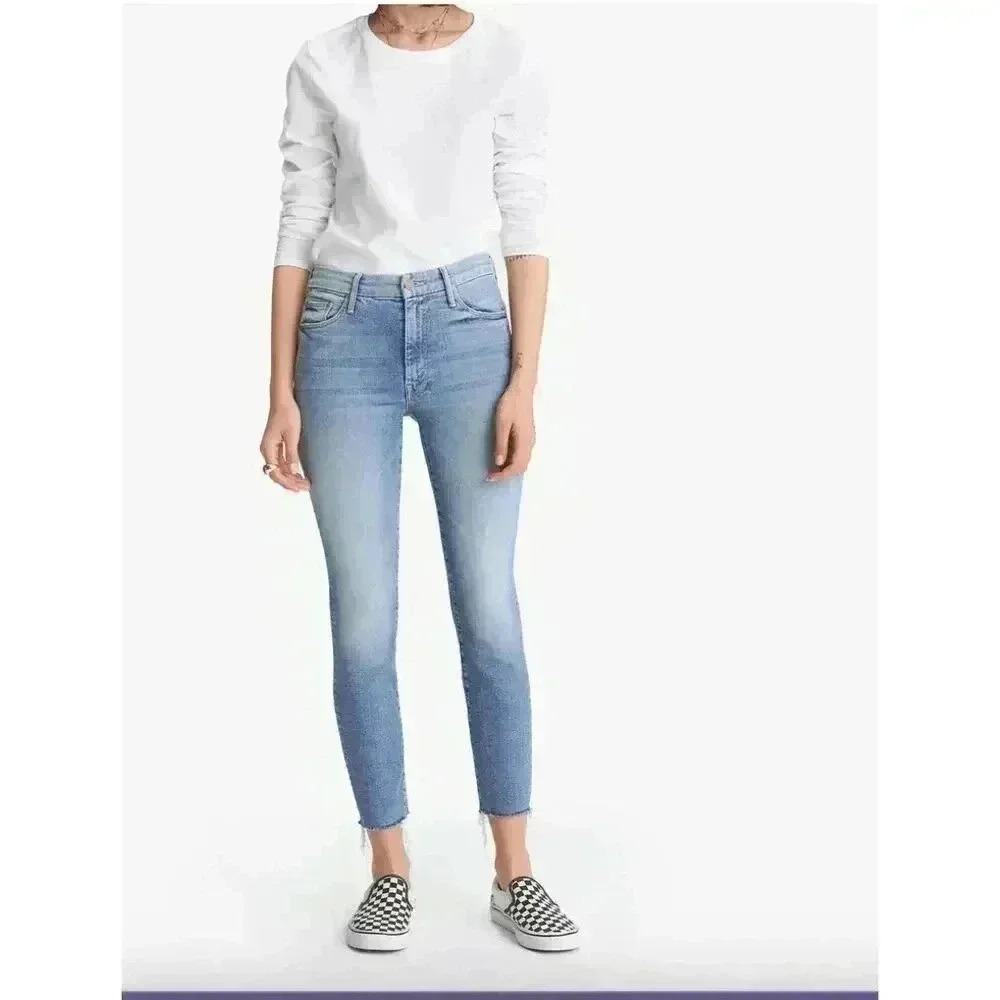 Mother Denim - High Waisted Looker Ankle Fray Jeans in Shoot to Thrill Size 26